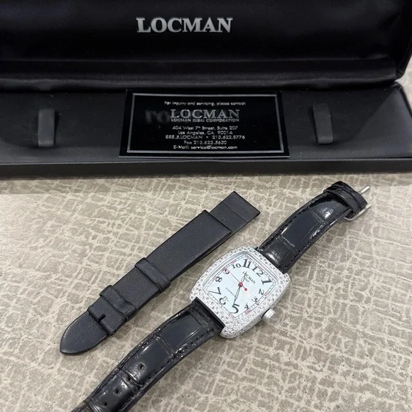 Locman Black Leather Watch with Diamond Accents - Picture 5 of 5